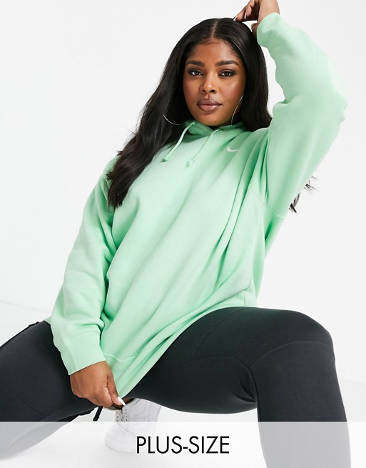 Nike Plus mini swoosh oversized hoodie in green