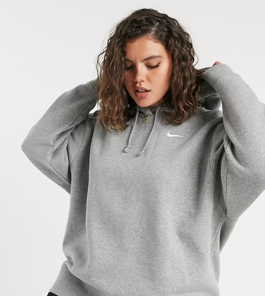 Nike Plus mini swoosh oversized hoodie in grey