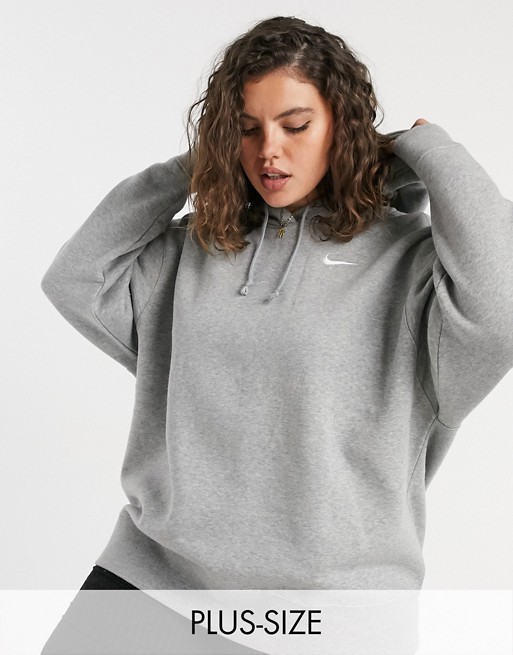 Nike Plus mini swoosh oversized hoodie in grey