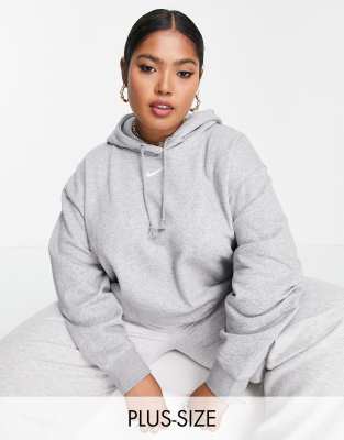 nike mini swoosh oversized hoodie in grey