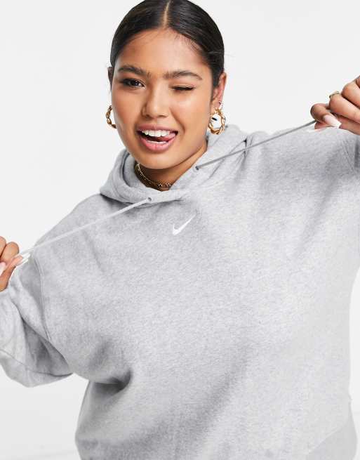 Nike Plus mini swoosh oversized hoodie in grey