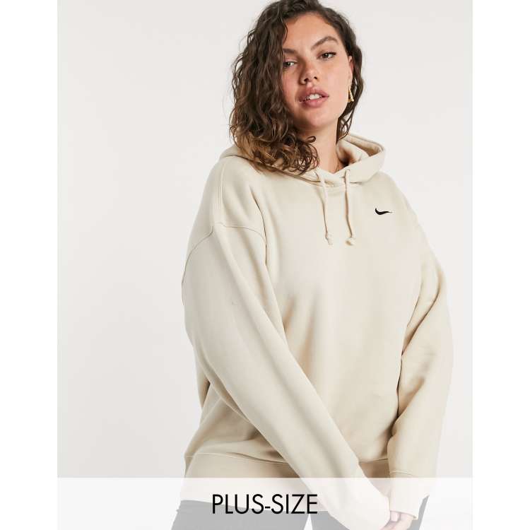 Nike mini swoosh oversized best sale cropped sweatshirt in oatmeal