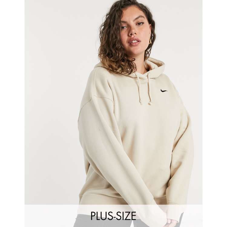 nike mini swoosh oversized boxy sweatshirt in oatmeal