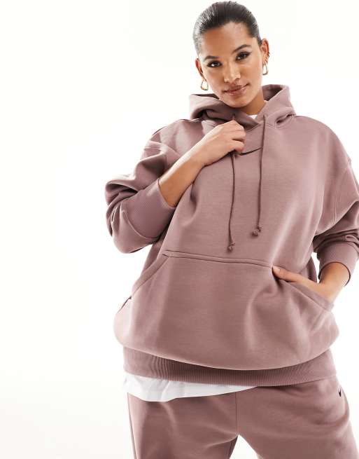 Nike Plus mini swoosh oversized hoodie in purple STONE ASOS