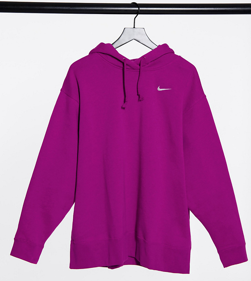 Nike Plus mini swoosh oversized hoodie in purple