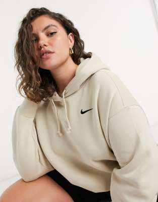 nike mini swoosh oversized hoodie in oatmeal