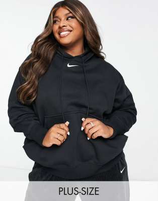 Nike mini swoosh extra oversized crop sweatshirt in black and sail