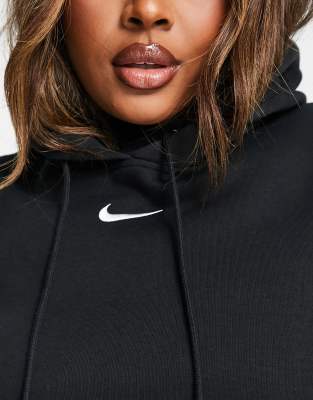 nike mini swoosh oversized hoodie in black