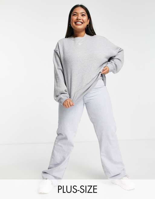 Nike mini swoosh oversized sweatshirt grey sale