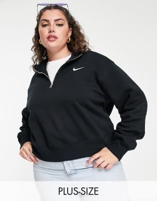 Nike Mini Swoosh Quarter Zip Sweatshirt in White