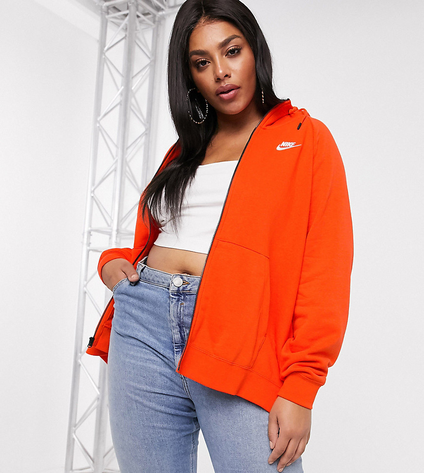 Nike Plus orange essentials zip through hoodie-Red