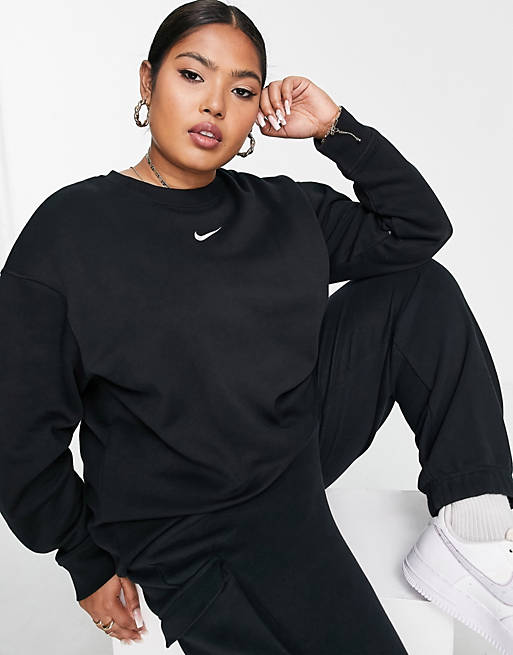 Women Nike Plus oversized fleece sweatshirt in black 