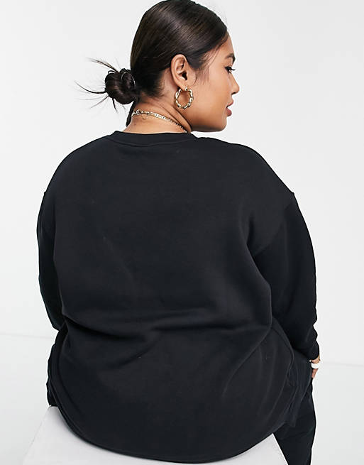 Women Nike Plus oversized fleece sweatshirt in black 