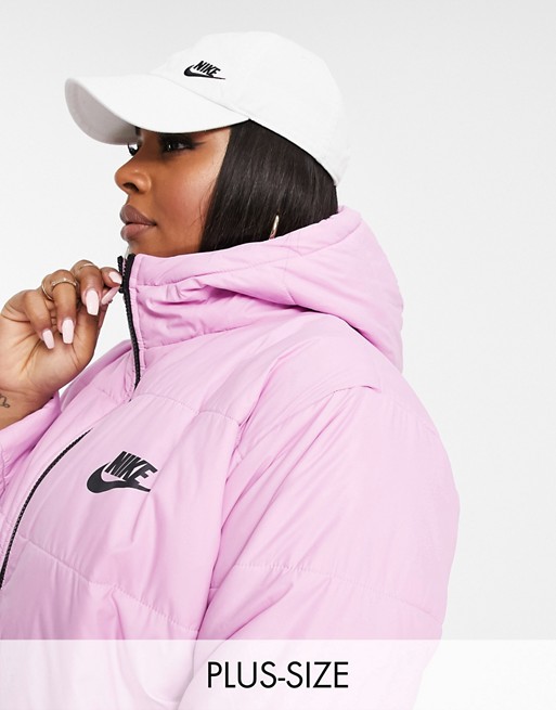 Nike Plus padded jacket with back swoosh in soft pink
