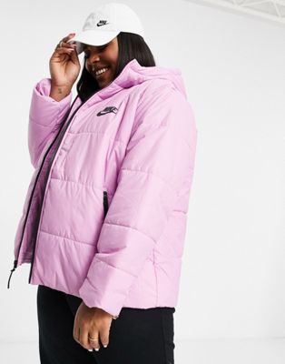 nike padded jacket with back swoosh in pink