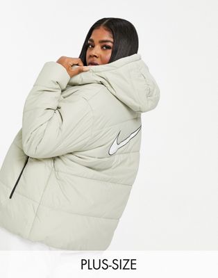 nike padded jacket with back swoosh in white