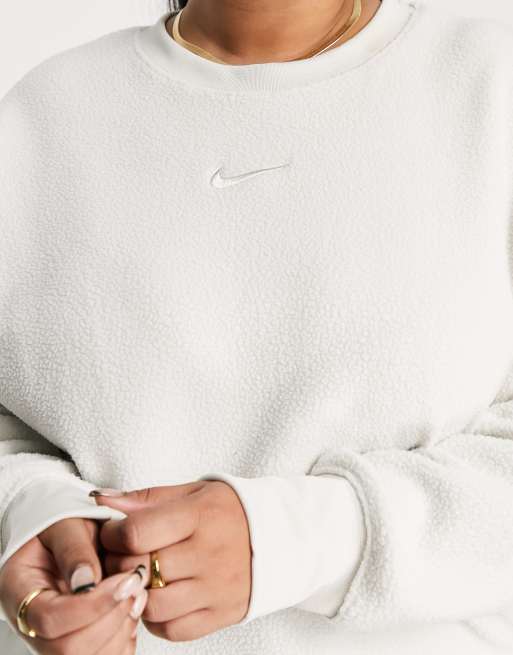 Nike varsity oversized crop sweatshirt in velvet brown