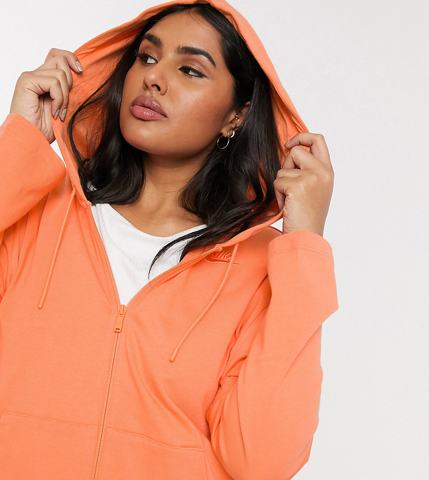 Nike - Plus - Premium hoodie rits in dezelfde kleur in oranje