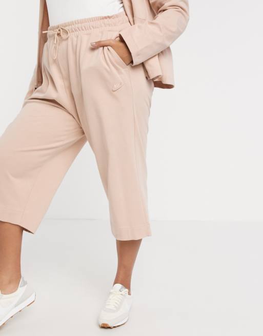 Nike Plus premium tonal cropped wide leg sweatpants in beige ASOS