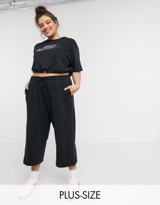 nike premium high waist wide leg black joggers