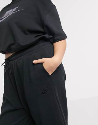 nike premium high waist wide leg black joggers