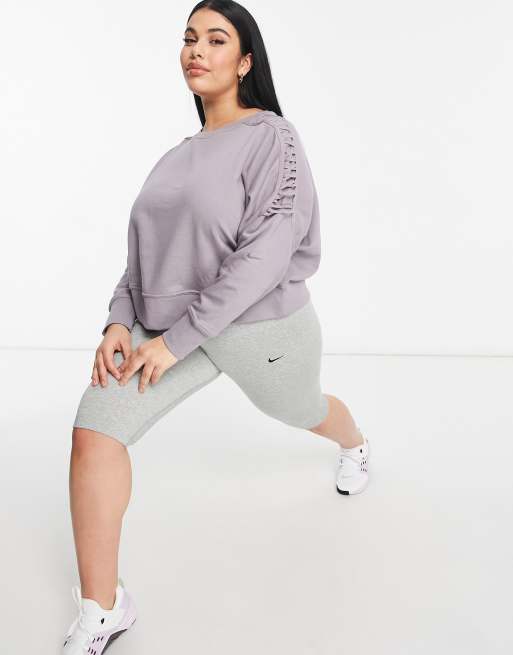 Nike Plus - Pro Training - Felpa corta in pile termico color malva, 3 di 4
