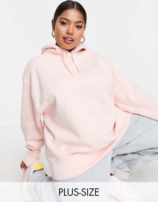 Nike Plus pull over fleece hoodie in pale coral