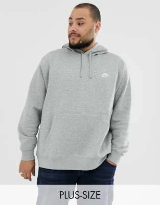 nike pullover hoodie with embroidered logo in grey