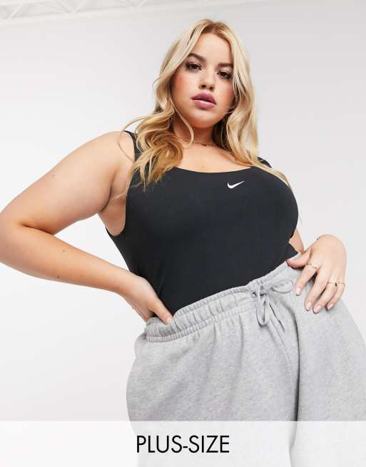 Nike Plus scoop neck tank top bodysuit in black