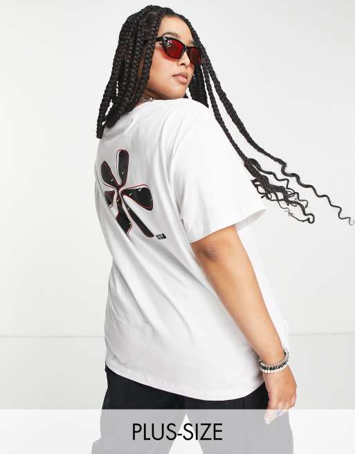 Nike Plus – Script Fiber – Vit t-shirt med swoosh-logga och blomma baktill