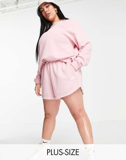 Nike Plus Size essential fleece shorts in pink glaze ASOS