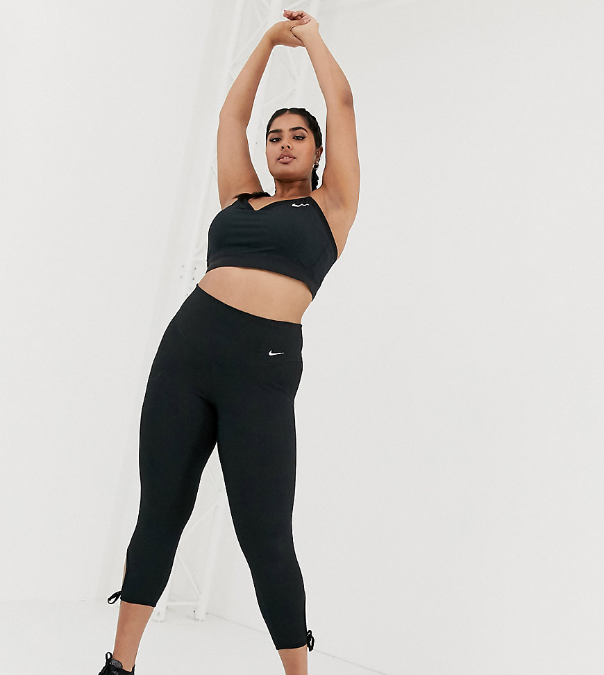 Nike Plus – Svarta yogaleggings med knytdetalj
