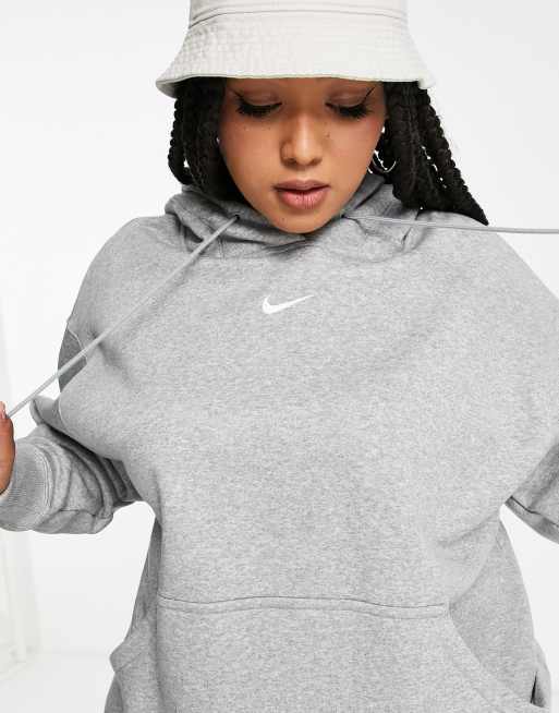 nike hoodie oversize à petit logo virgule gris