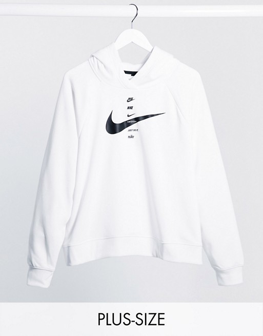 Nike Plus swoosh crop hoodie in white