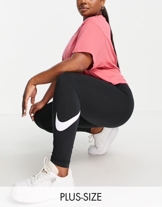 Nike Plus Swoosh mid rise leggings in black