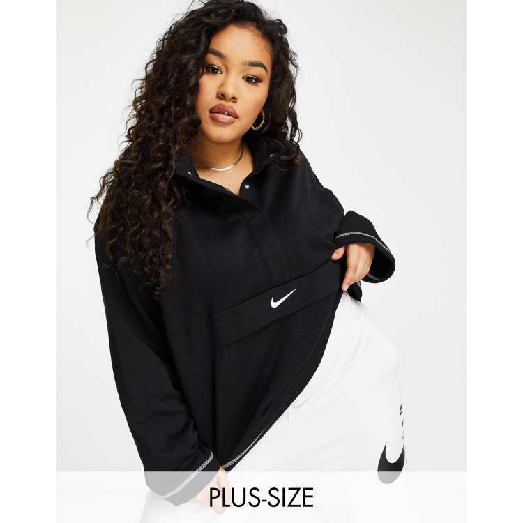 Nike swoosh quarter zip funnel sweatshirt in black new arrivals