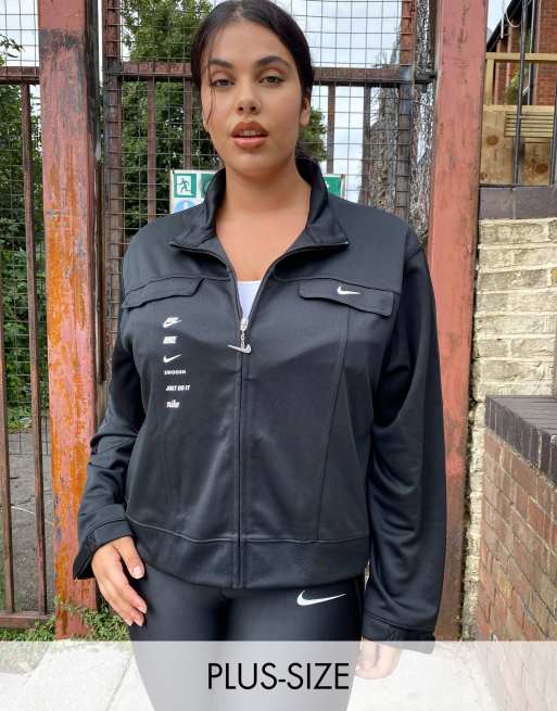 Nike Plus swoosh track jacket in black