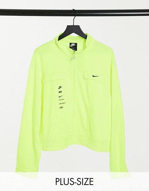Nike Plus swoosh track jacket in fluro green