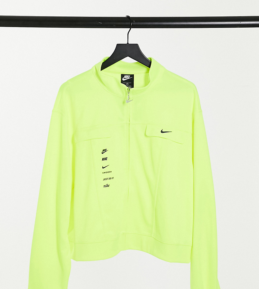 Nike Plus swoosh track jacket in fluro green