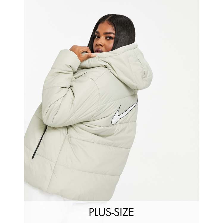 Nike padded jacket with back swoosh in hot sale stone