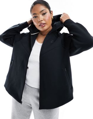Nike Plus tech fleece full zip hoodie in black - ASOS Price Checker