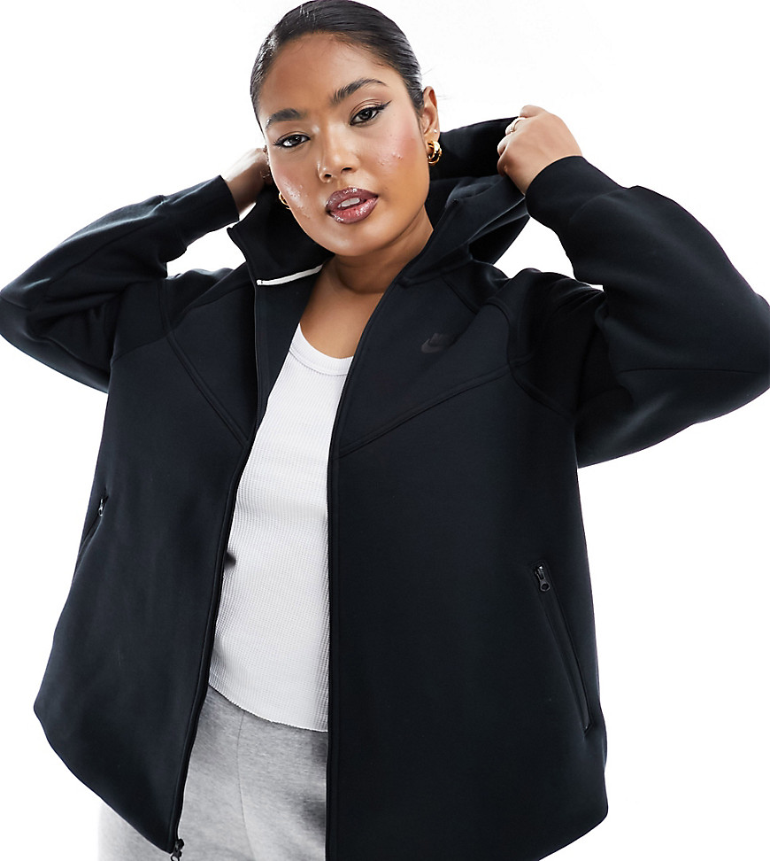 Nike Plus Tech Fleece full zip hoodie in black