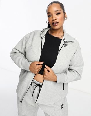 Nike Plus tech fleece full zip hoodie in dark heather grey - ASOS Price Checker