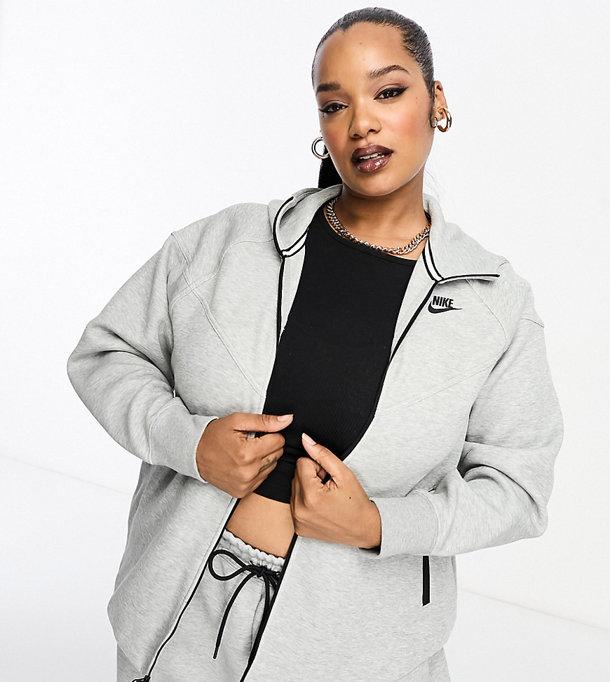 Nike Plus Tech Fleece full zip hoodie in dark heather grey