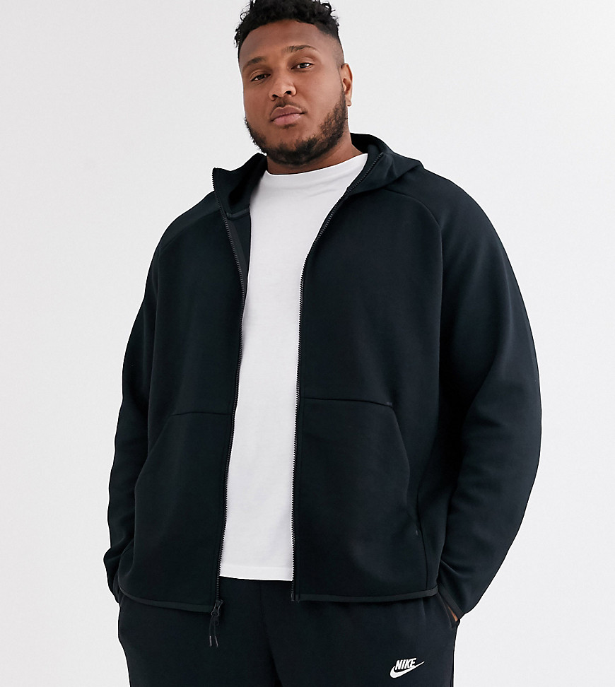 Nike Plus Tech Fleece zip-through hoodie in black