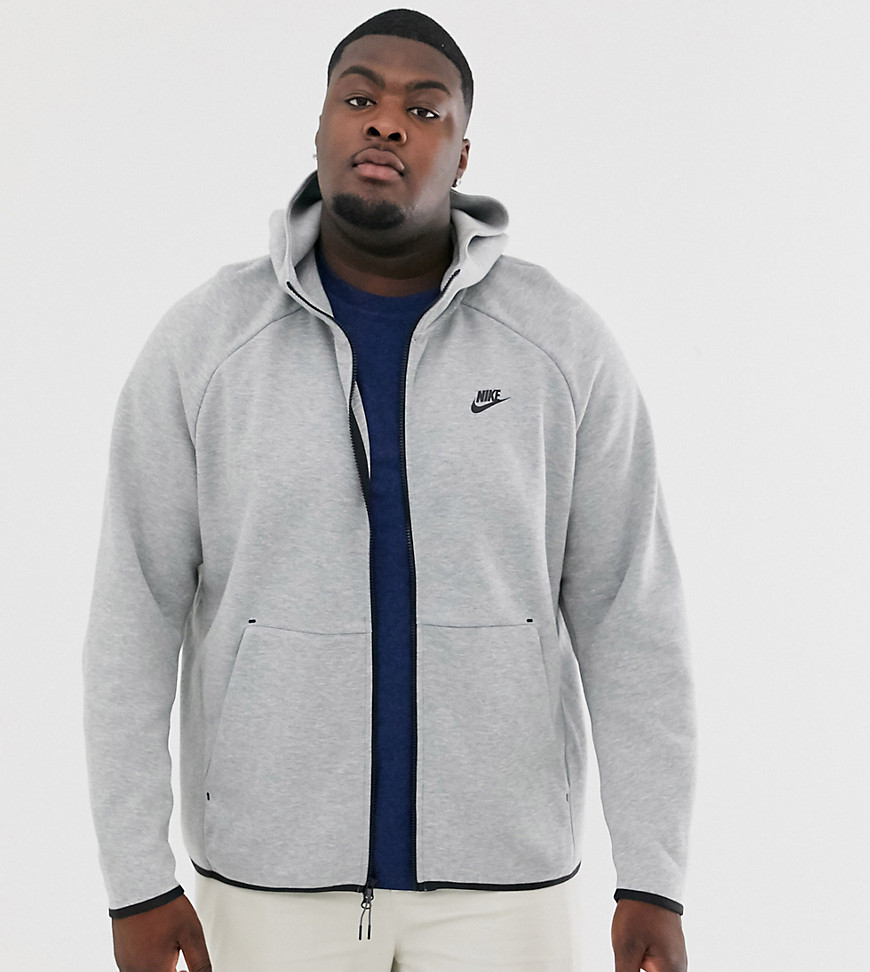 Nike Plus Tech Fleece zip-through hoodie in grey-Black