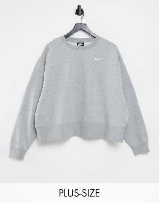 nike gray printed long sleeve crew neck crop top sweater