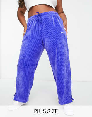 Nike Plus velour cord wide leg joggers in lapis blue - ASOS Price Checker