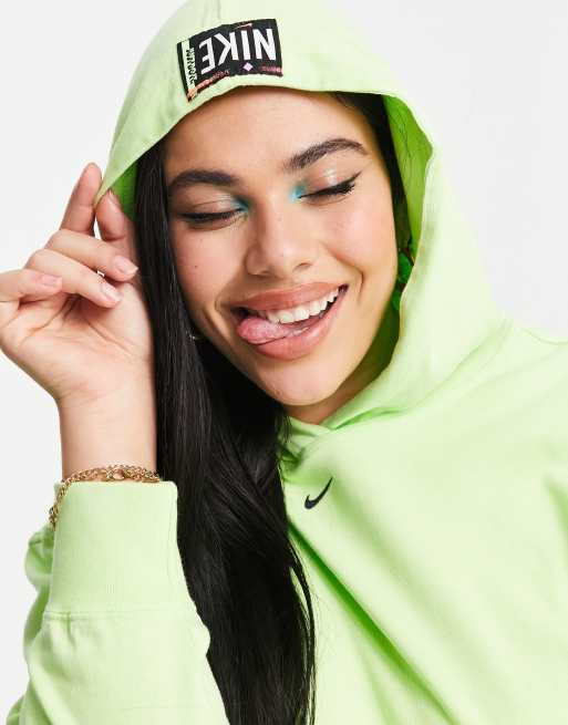 Nike Plus washed hoodie in neon green