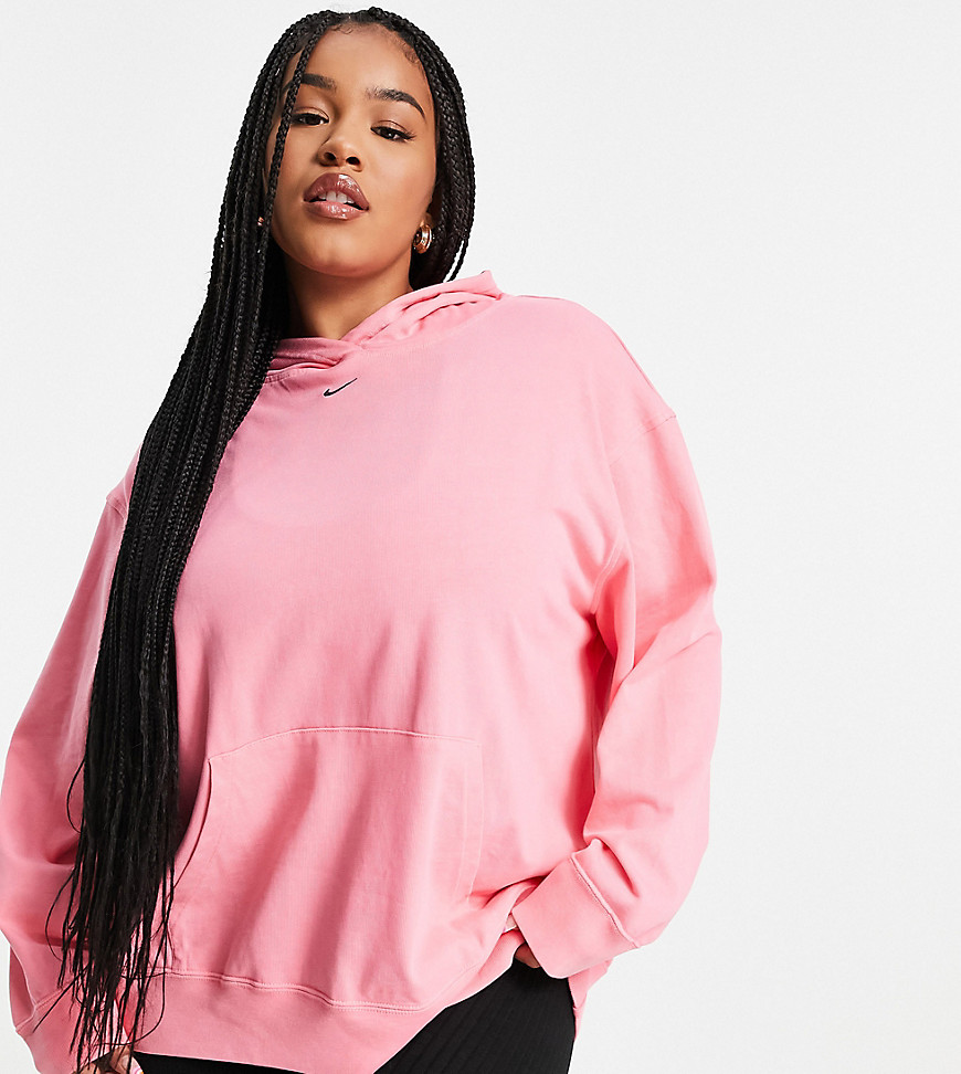 Nike Plus washed hoodie in neon pink
